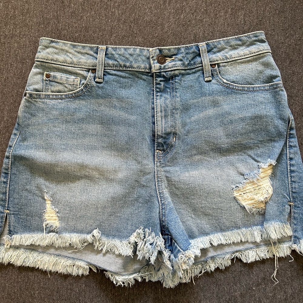 Guess Blue Jean Shorts Distressed High-Waisted
